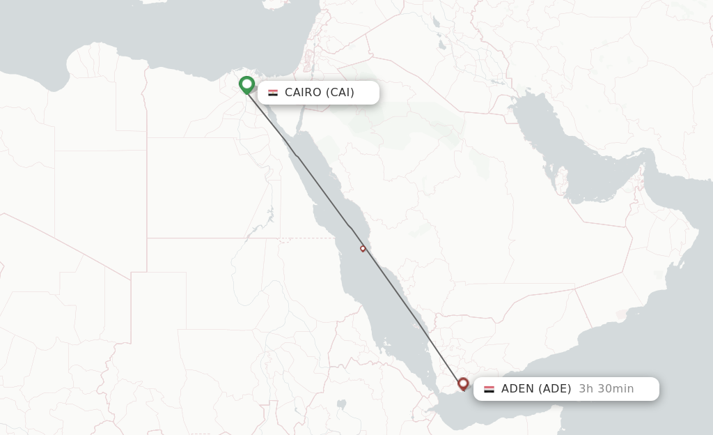Flights from Cairo to Aden route map