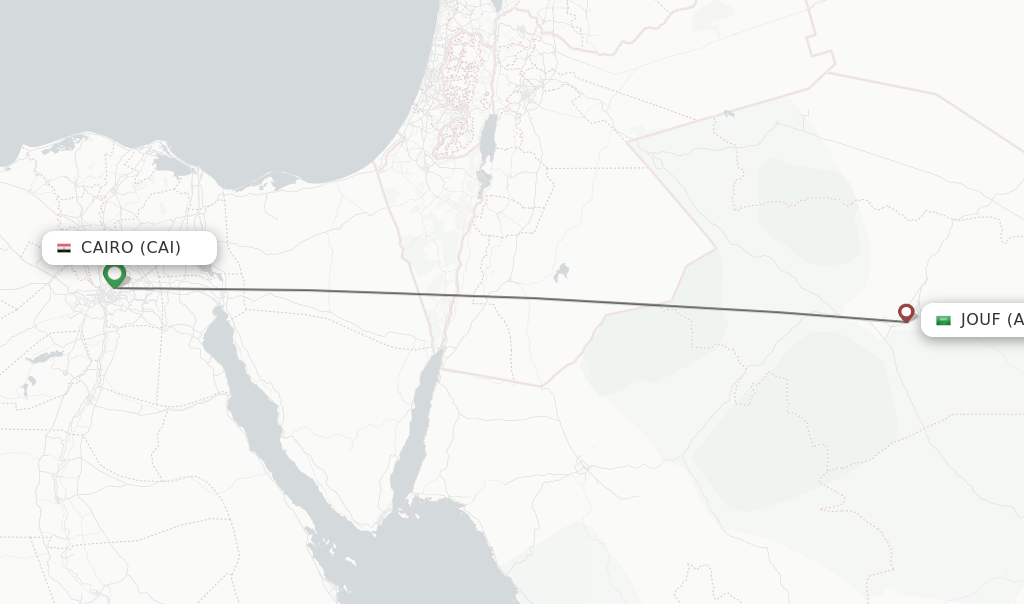 Flights from Cairo to Jouf route map