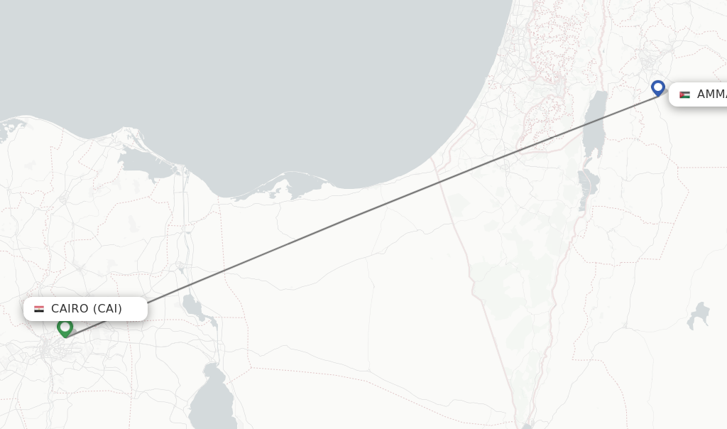 Flights from Cairo to Amman route map
