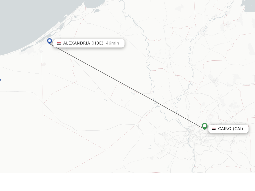 Flights from Cairo to Alexandria route map