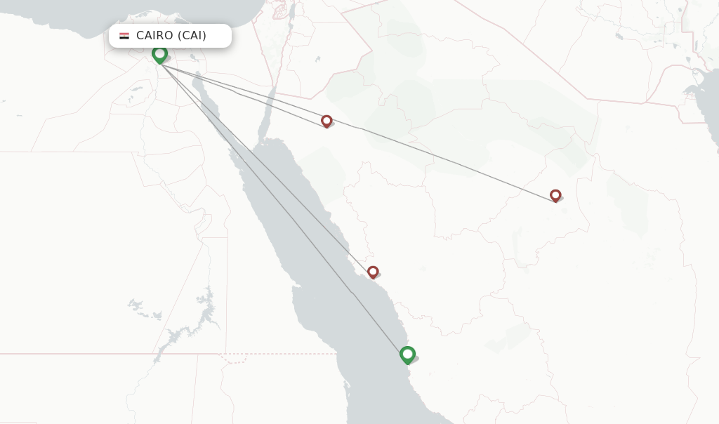 Route map with flights from Cairo with Nesma Airlines