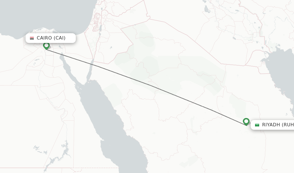 Flights from Cairo to Riyadh route map