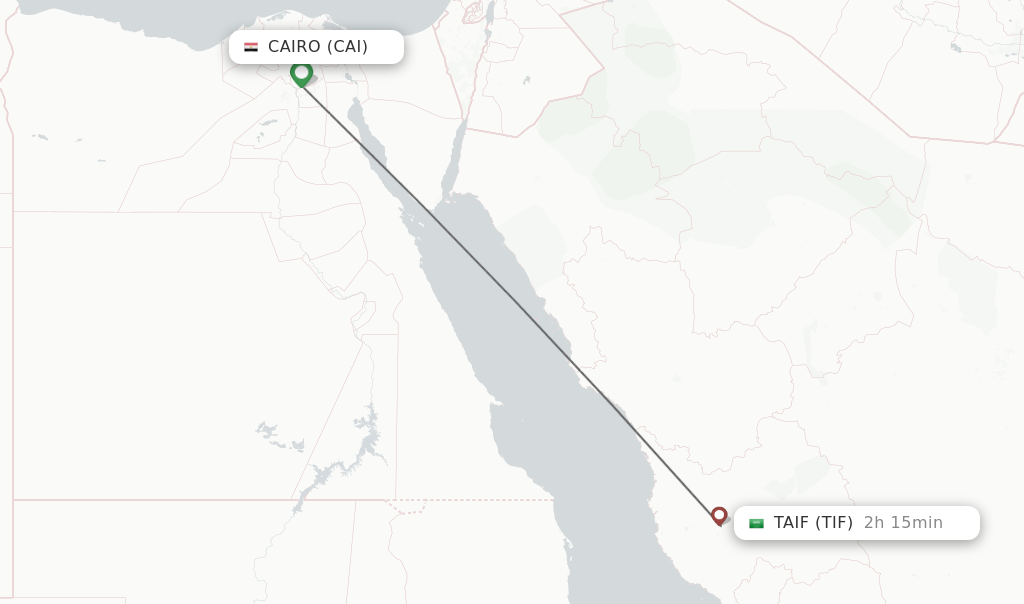 Flights from Cairo to Taif route map