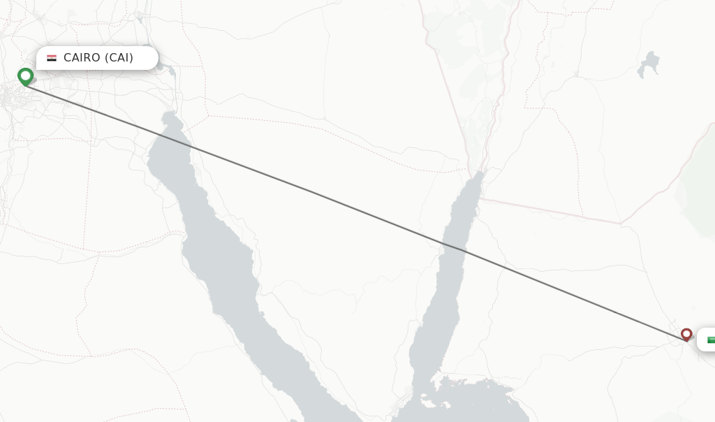 Flights from Cairo to Tabuk route map