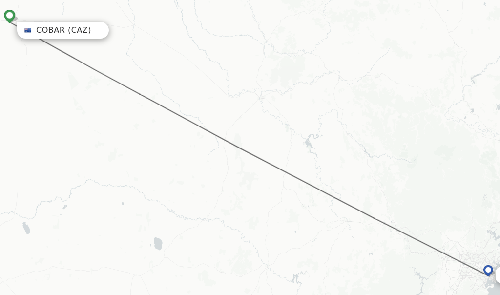 Flights from Cobar to Sydney route map