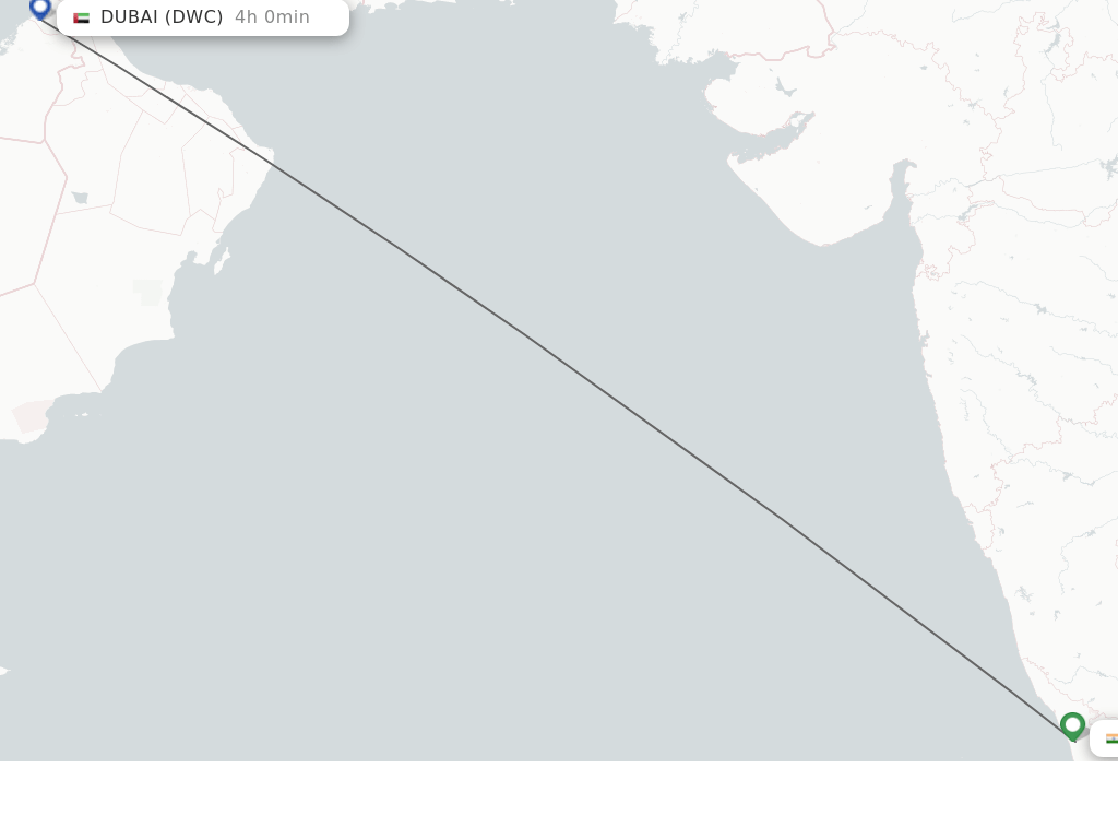 Flights from Dubai to Kozhikode route map