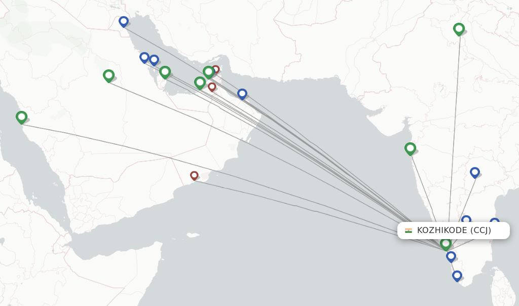 Kozhikode flight map
