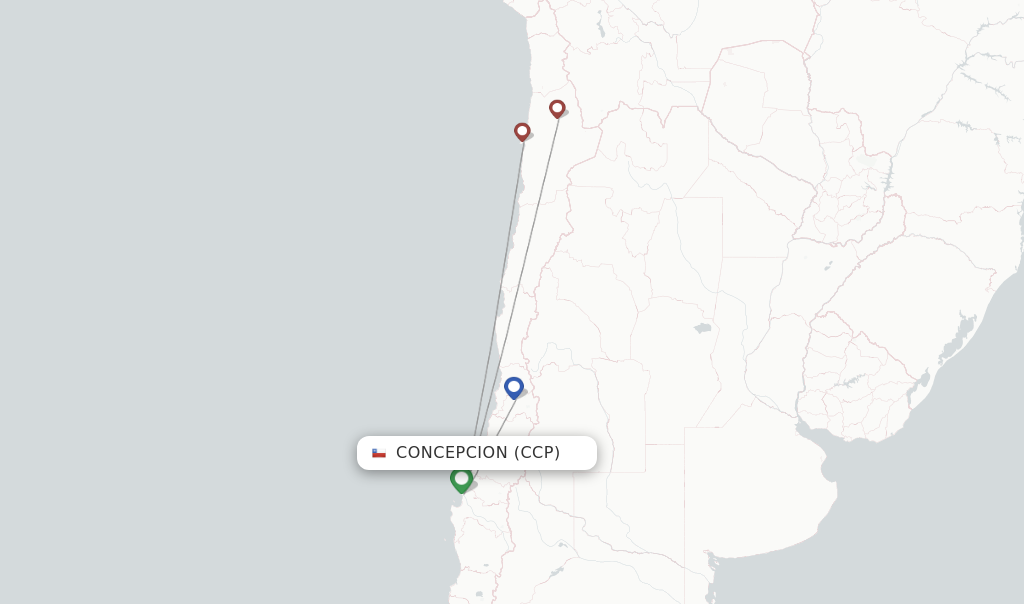 Route map with flights from Concepcion with LATAM