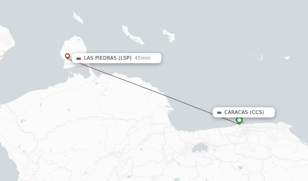 Flights from Caracas to Las Piedras route map