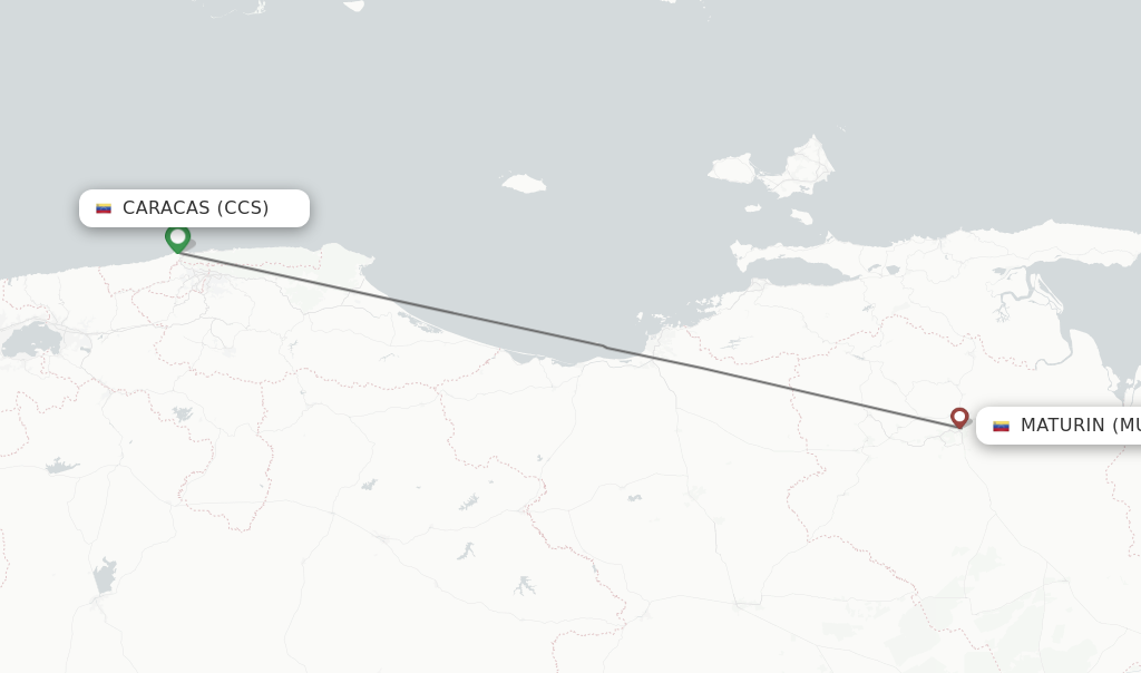 Flights from Caracas to Maturin route map