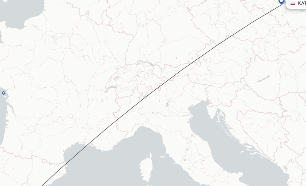 Flights from Benlloch to Katowice route map