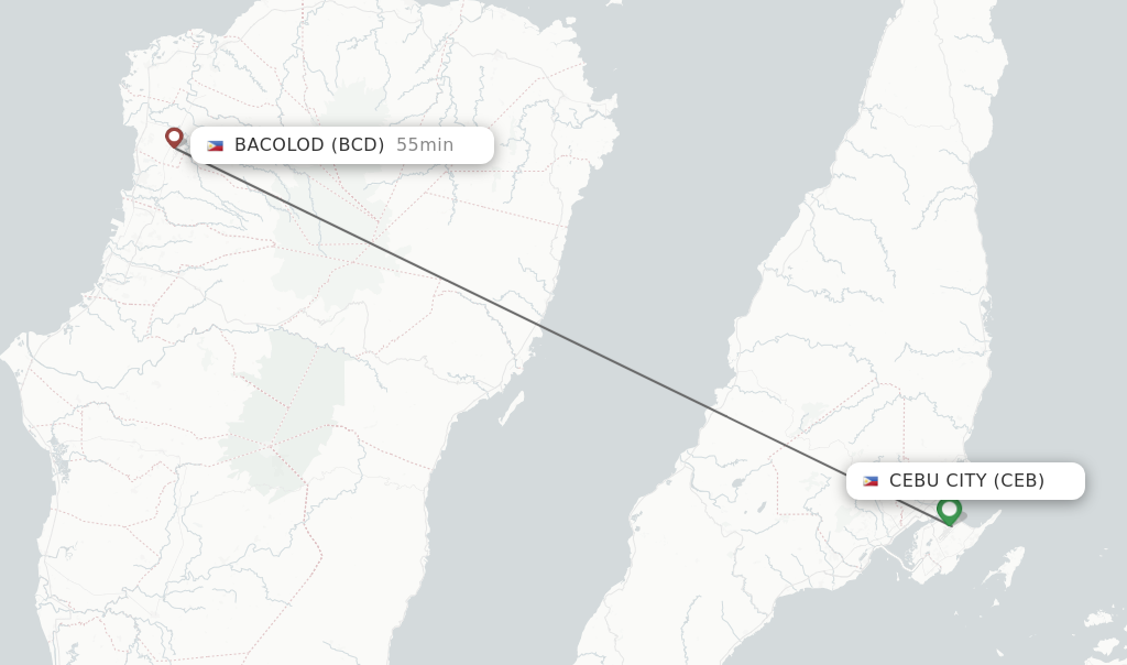 Flights from Cebu City to Bacolod route map