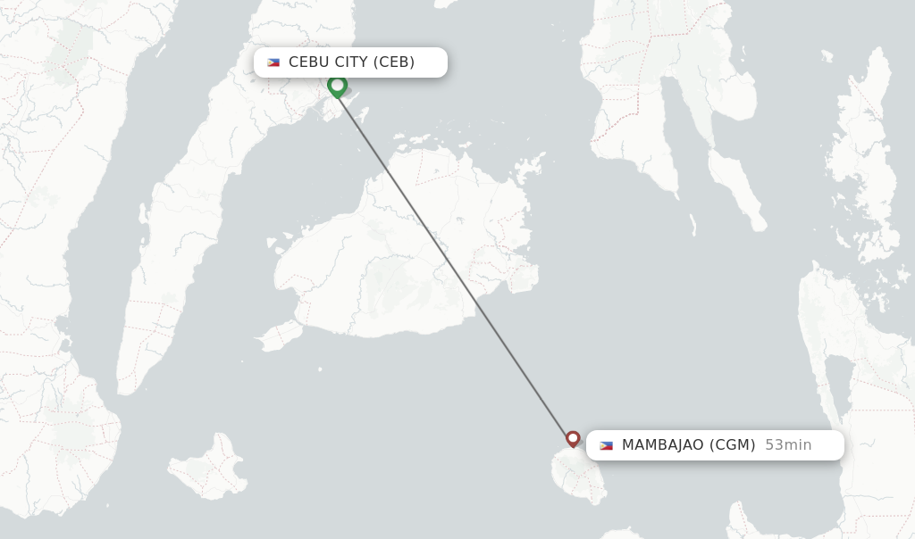 Flights from Cebu City to Mambajao route map