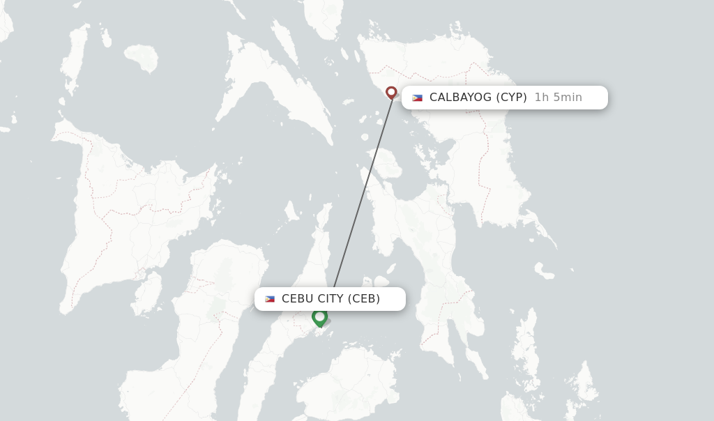 Flights from Cebu City to Calbayog route map