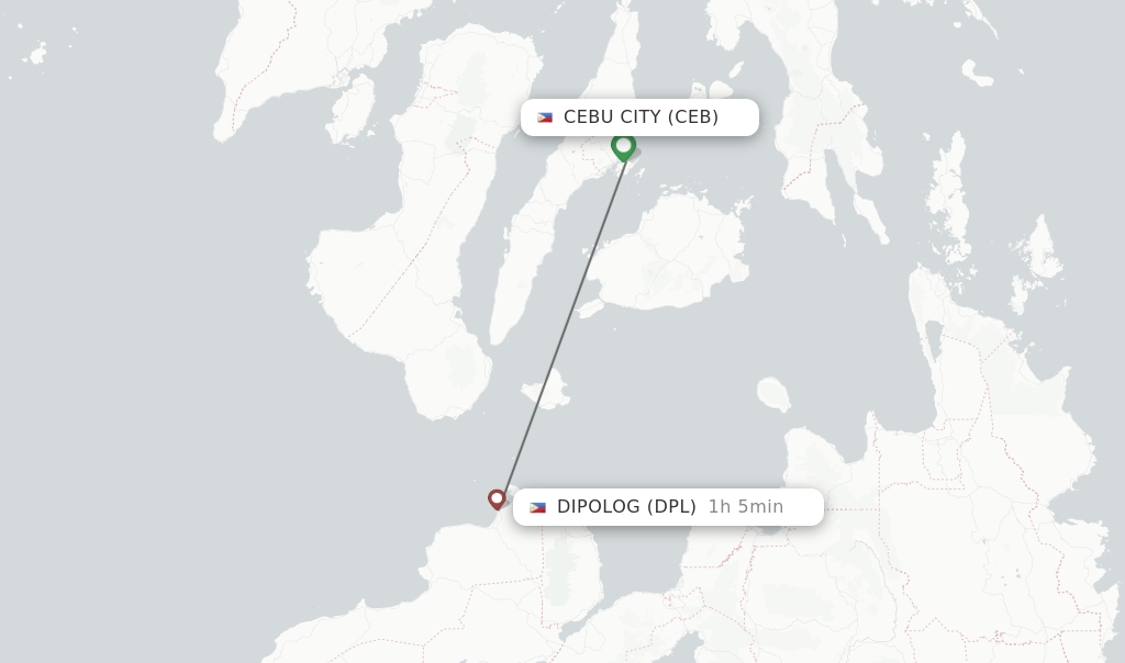 Flights from Cebu City to Dipolog route map