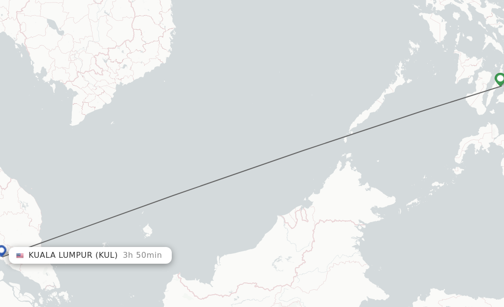Flights from Cebu City to Kuala Lumpur route map