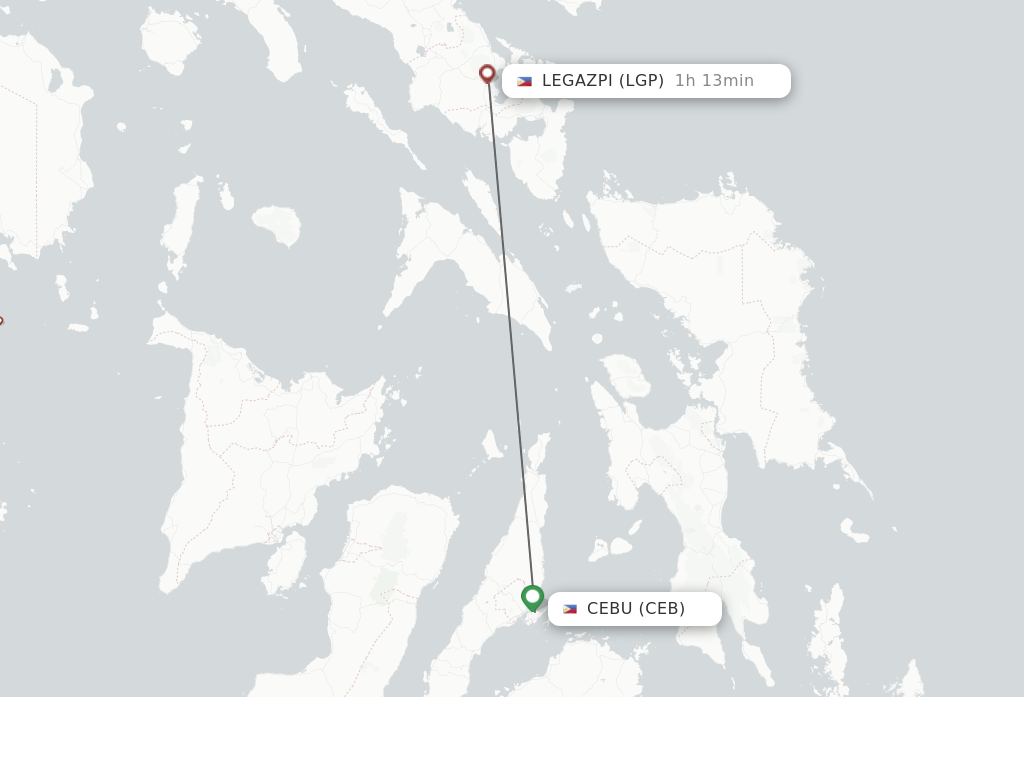 Flights from Cebu City to Legaspi route map