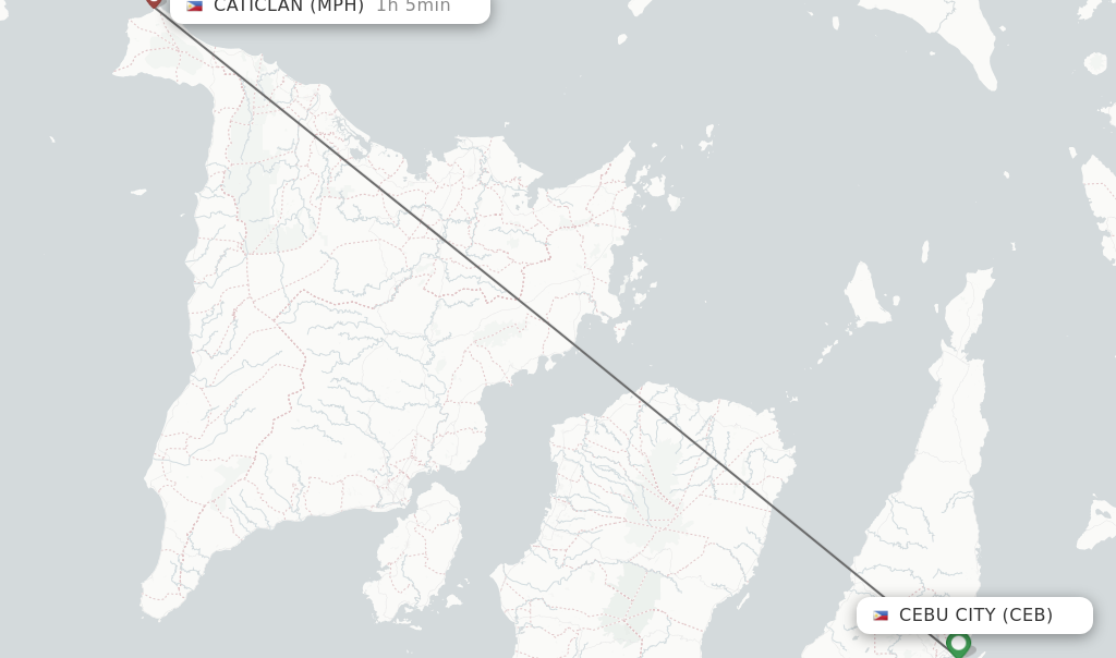 Flights from Cebu City to Caticlan route map