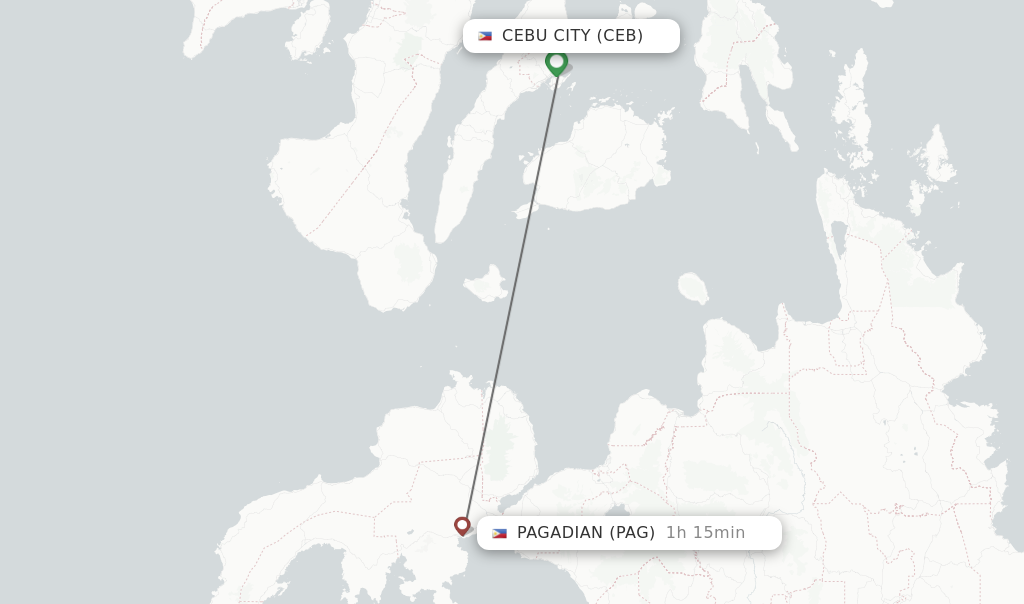 Flights from Cebu City to Pagadian route map