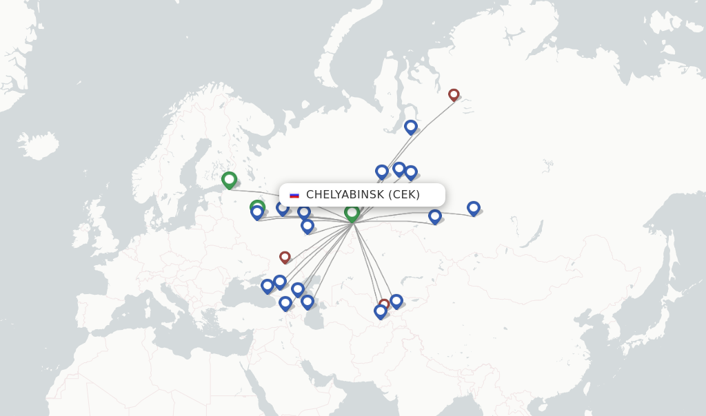 Chelyabinsk flight map