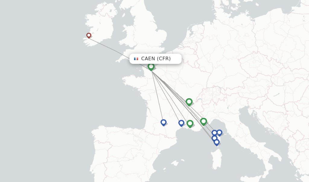 Caen flight map