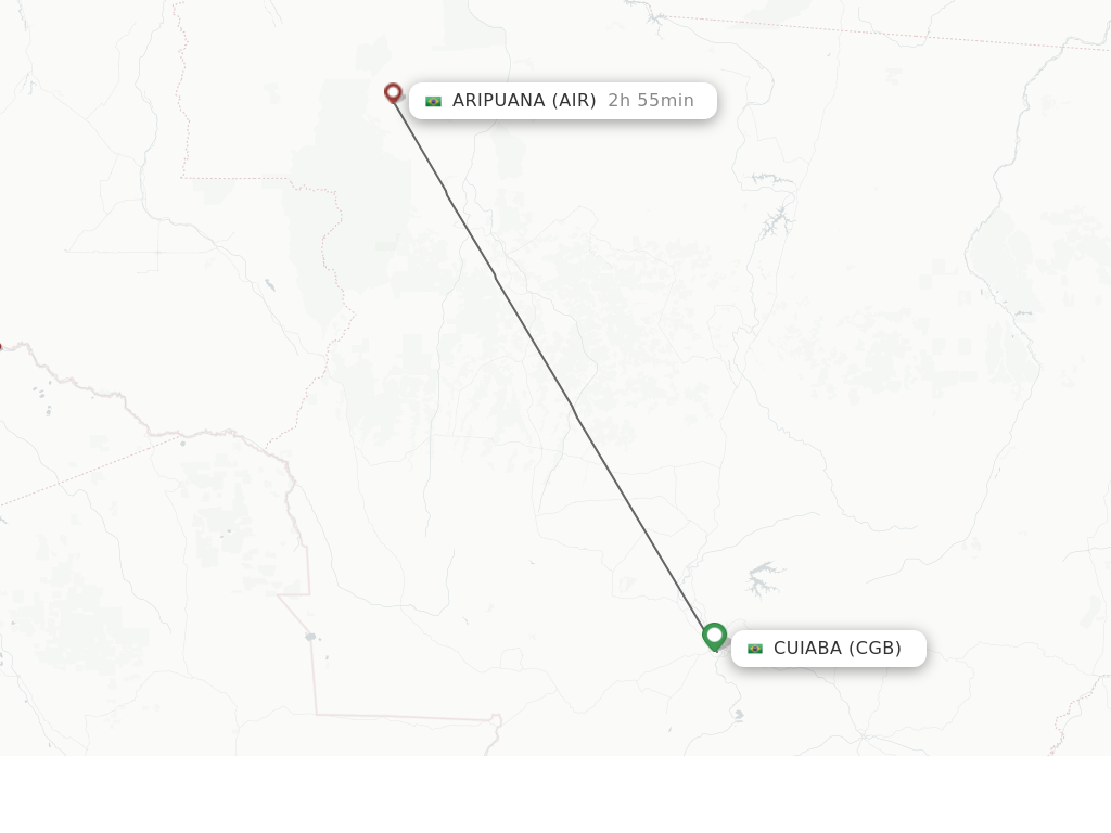 Flights from Cuiaba to Aripuana route map