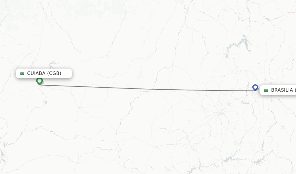 Flights from Cuiaba to Brasilia route map