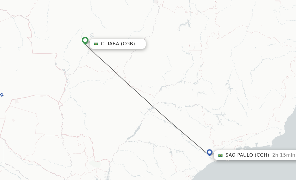 Flights from Cuiaba to Sao Paulo route map