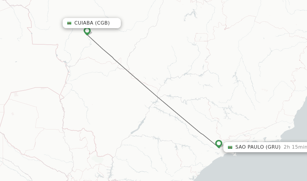 Flights from Cuiaba to Sao Paulo route map