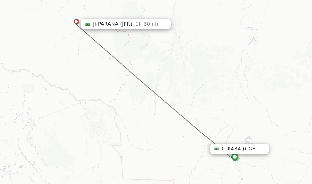 Flights from Cuiaba to Ji-Parana route map