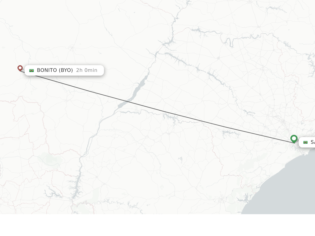 Flights from Sao Paulo to Bonito route map