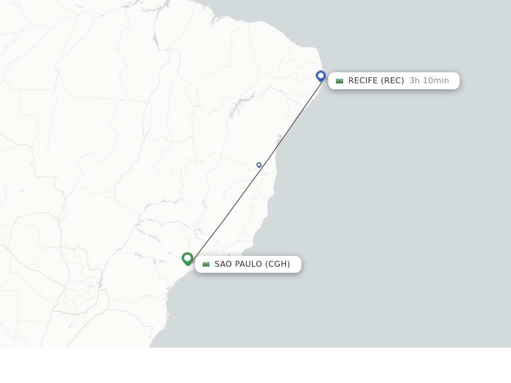 Flights from Sao Paulo to Recife route map