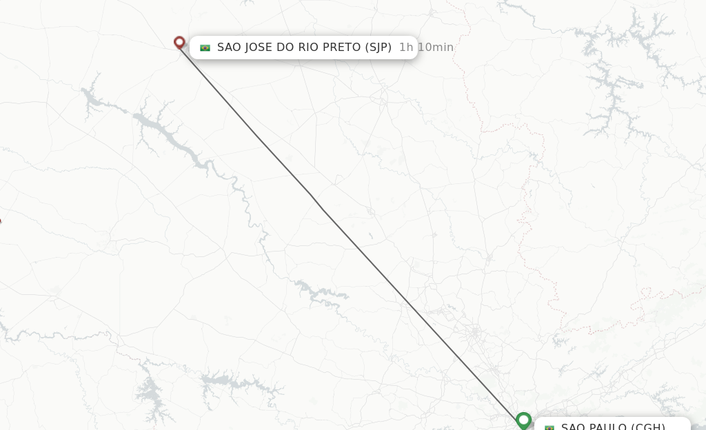 Flights from Sao Paulo to Sao Jose Do Rio Preto route map