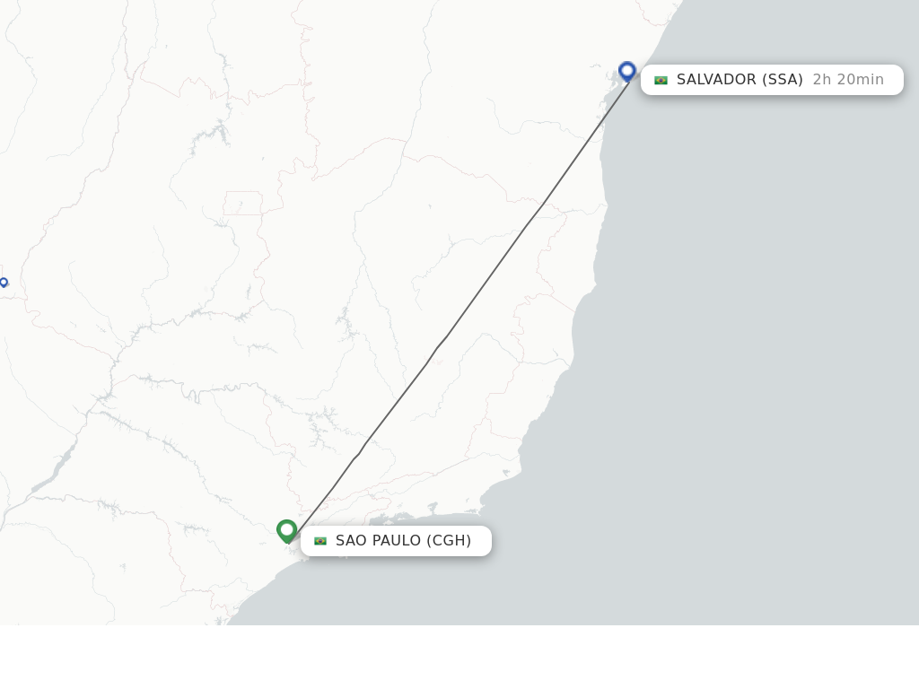 Flights from Sao Paulo to Salvador route map
