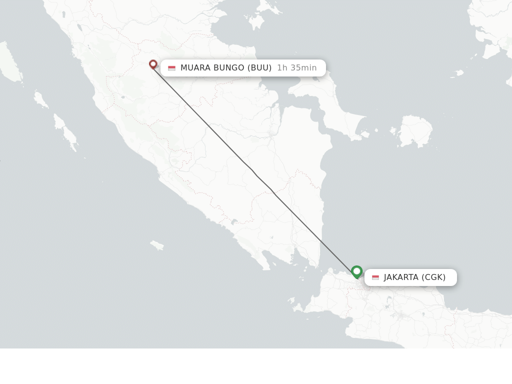 Flights from Jakarta to Muara Bungo route map