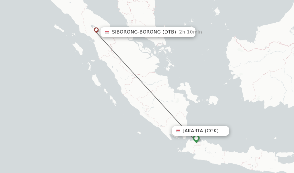 Flights from Jakarta to Siborong-Borong route map