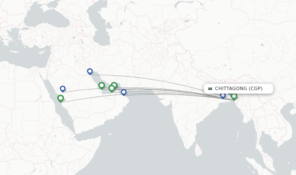 Chittagong flight map