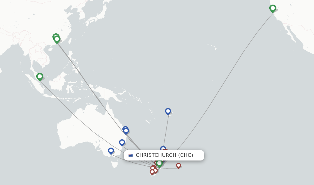 Christchurch flight map