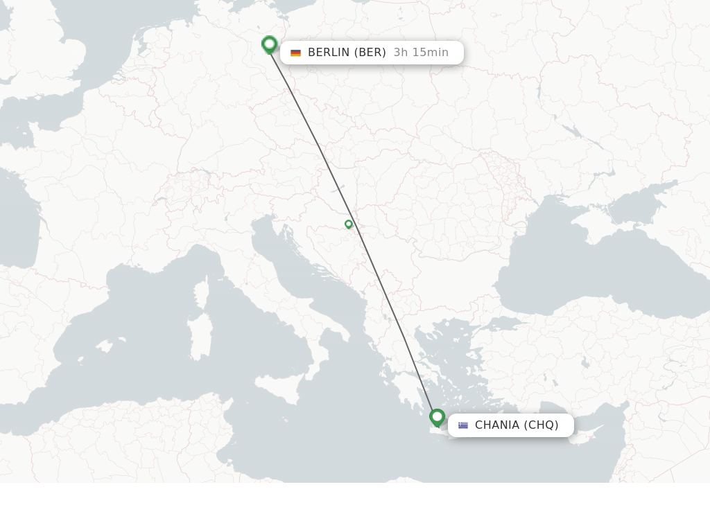 Flights from Chania to Berlin route map