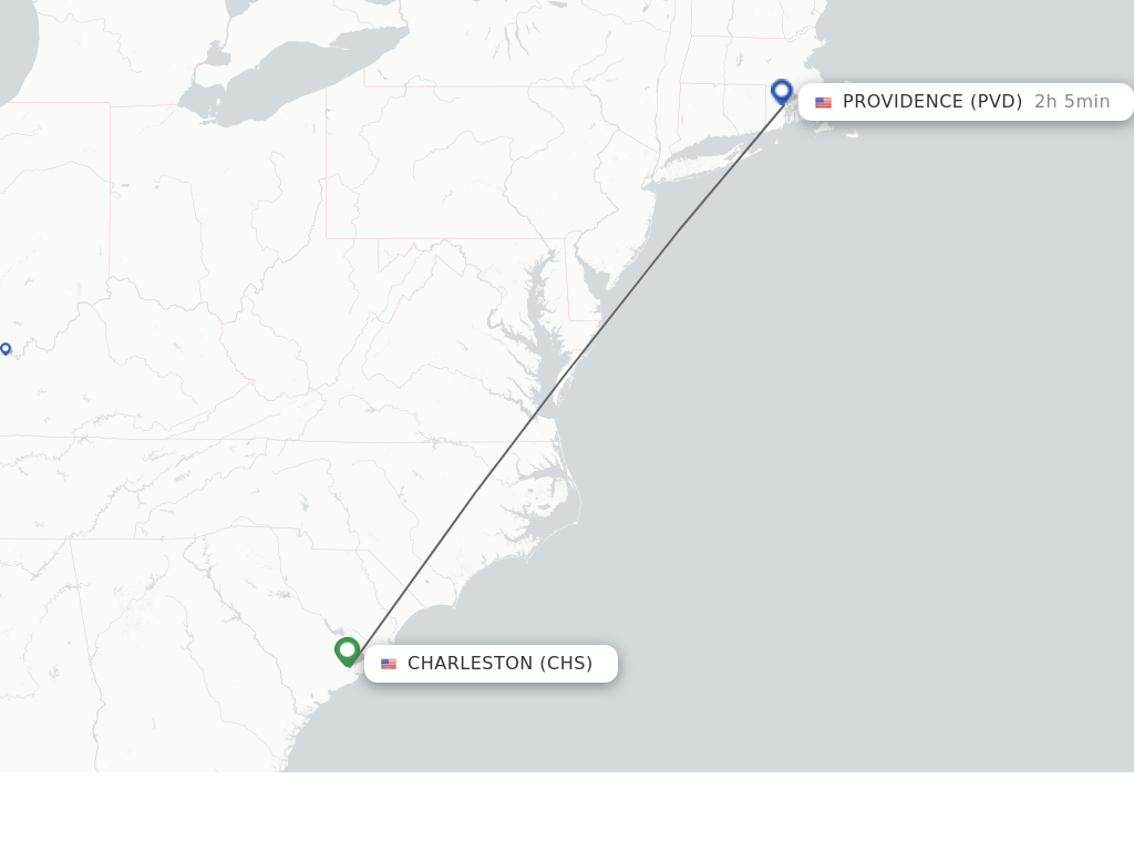 Flights from Charleston to Providence route map