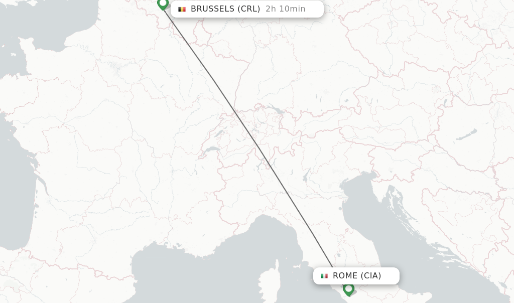Flights from Rome to Brussels route map