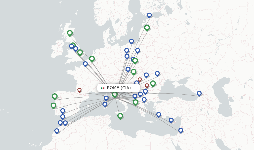 Flights from Rome to Trapani route map