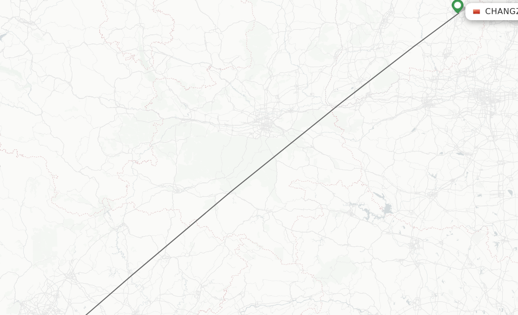Flights from Changzhi to Chengdu route map