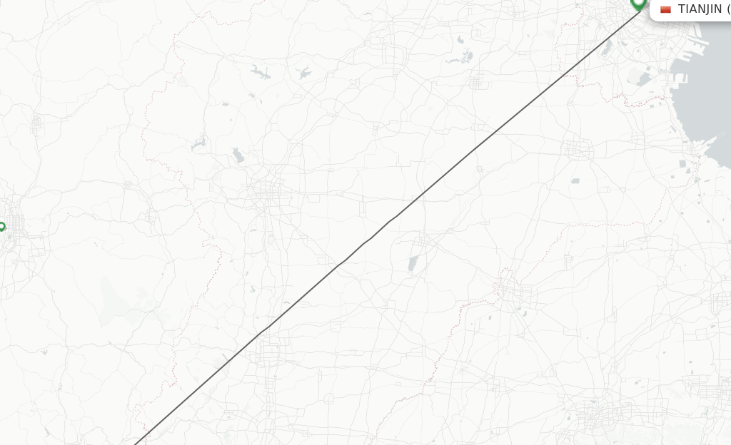 Flights from Changzhi to Tianjin route map