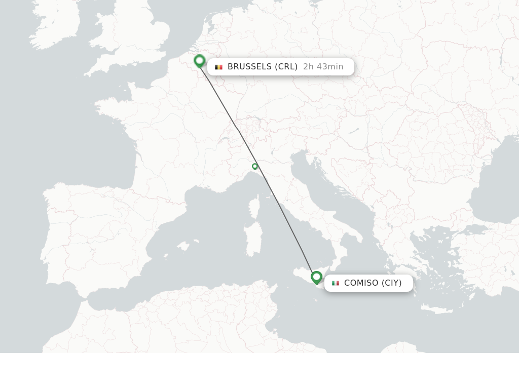 Flights from Comiso to Brussels route map
