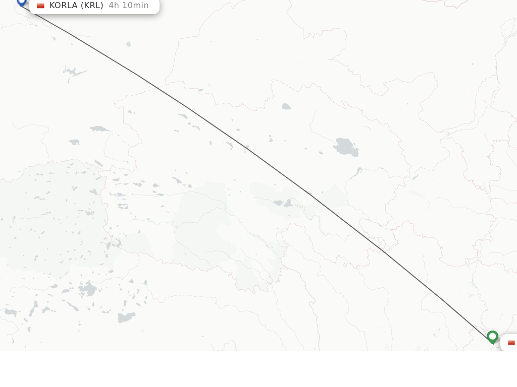 Flights from Chongqing to Korla route map