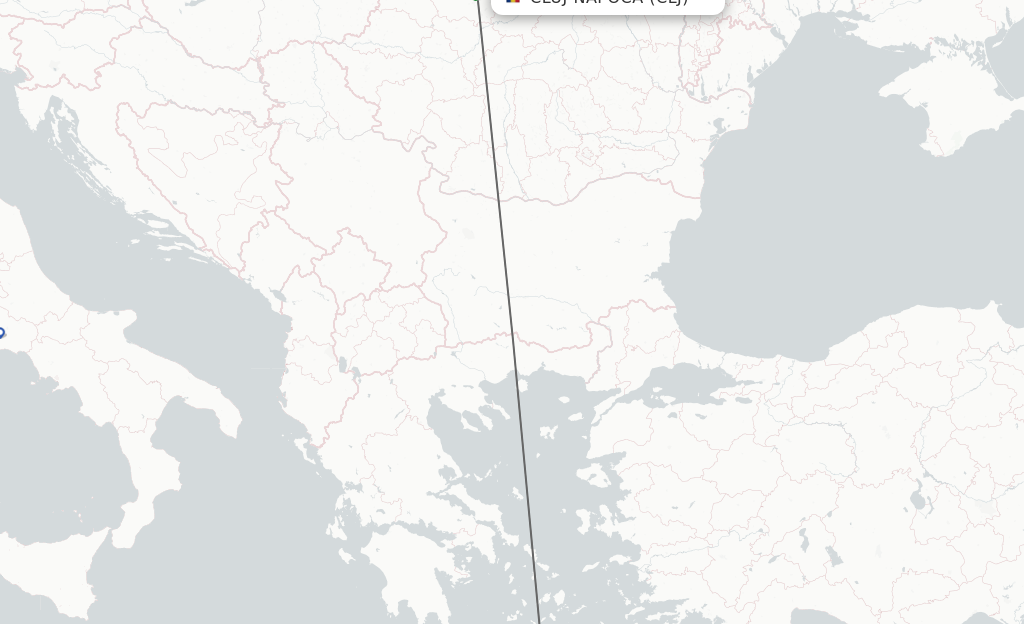 Flights from Cluj-Napoca to Heraklion route map