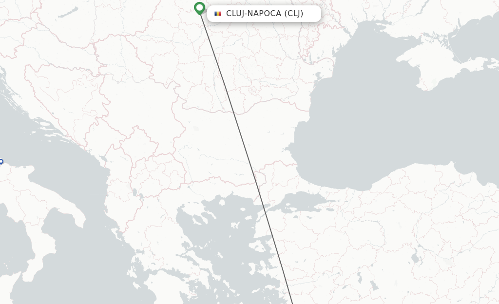 Flights from Cluj-Napoca to Rhodes route map