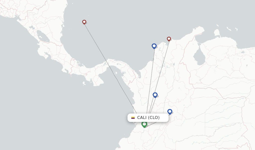 Route map with flights from Cali with LATAM