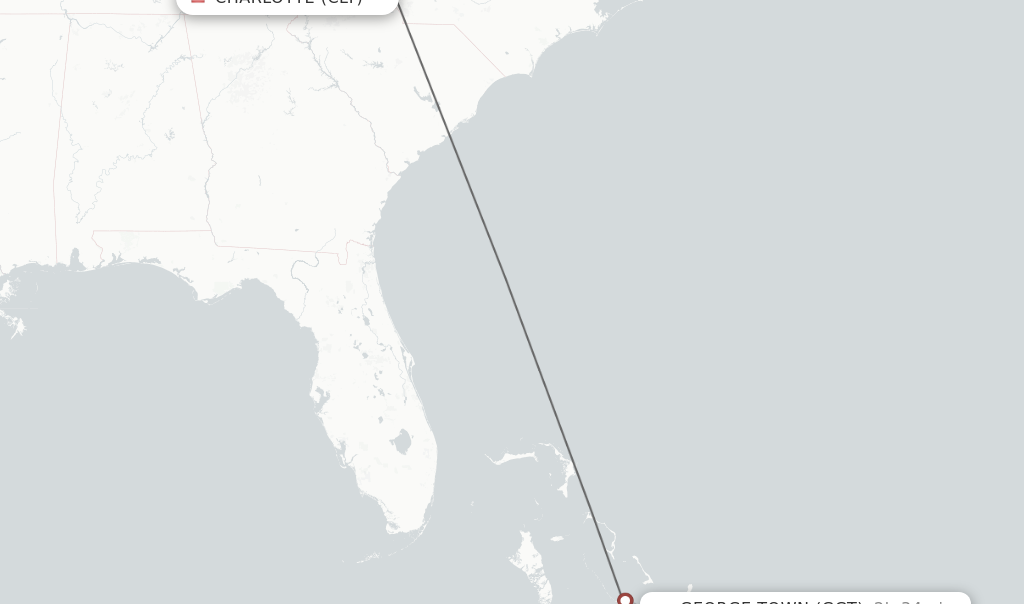 Flights from Charlotte to George Town route map